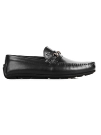 Black Horsebit Moccasins Leather Shoes main shoe image