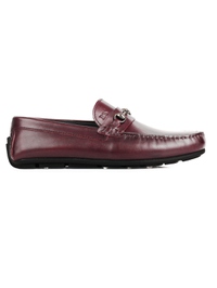 Burgundy Horsebit Moccasins Leather Shoes main shoe image