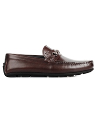 Brown Horsebit Moccasins Leather Shoes main shoe image