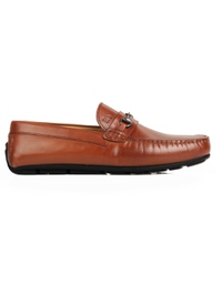 Tan Horsebit Moccasins Leather Shoes main shoe image