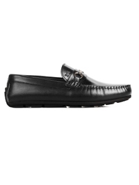 Black Metalstrap Moccasins Leather Shoes main shoe image