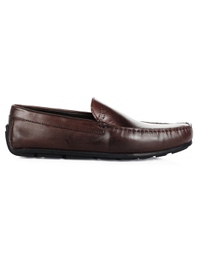 Brown Plain Apron Moccasins Leather Shoes main shoe image