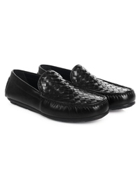 Black Plain Apron Moccasins Leather Shoes alternate shoe image