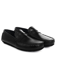 Black Penny Loafer Moccasins Leather Shoes alternate shoe image