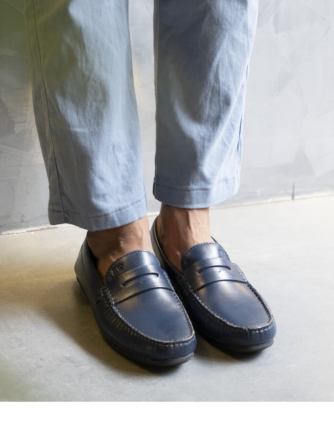 Dark Blue Penny Loafer Moccasins Leather Shoes for men Rapawalk