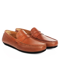 Tan Penny Loafer Moccasins Leather Shoes alternate shoe image