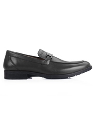 Gray Side Buckle Slipon Leather Shoes main shoe image