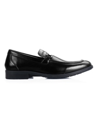 Black Side Buckle Slipon Leather Shoes main shoe image