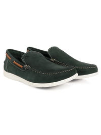 Green Slipon Boat Leather Shoes alternate shoe image