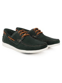 Green Derby Boat Leather Shoes alternate shoe image