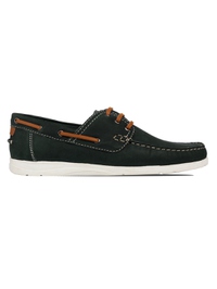 Green Derby Boat Leather Shoes main shoe image