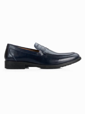Dark Blue Apron Half Strap Leather Shoes main shoe image