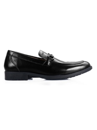 Black Full Buckle Slipon Leather Shoes main shoe image