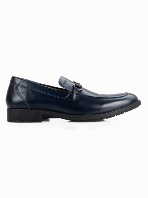 Dark Blue Full Buckle Slipon Leather Shoes main shoe image
