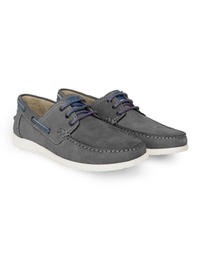 Gray Derby Boat Leather Shoes alternate shoe image