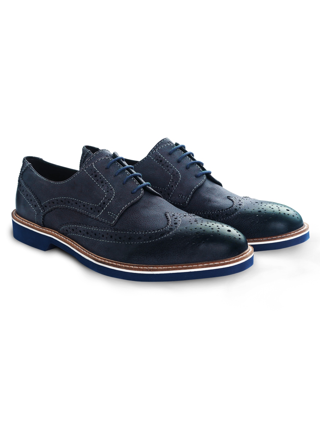 Dark Blue Outdoor Full Brogue Leather Shoes leather shoes for men ...