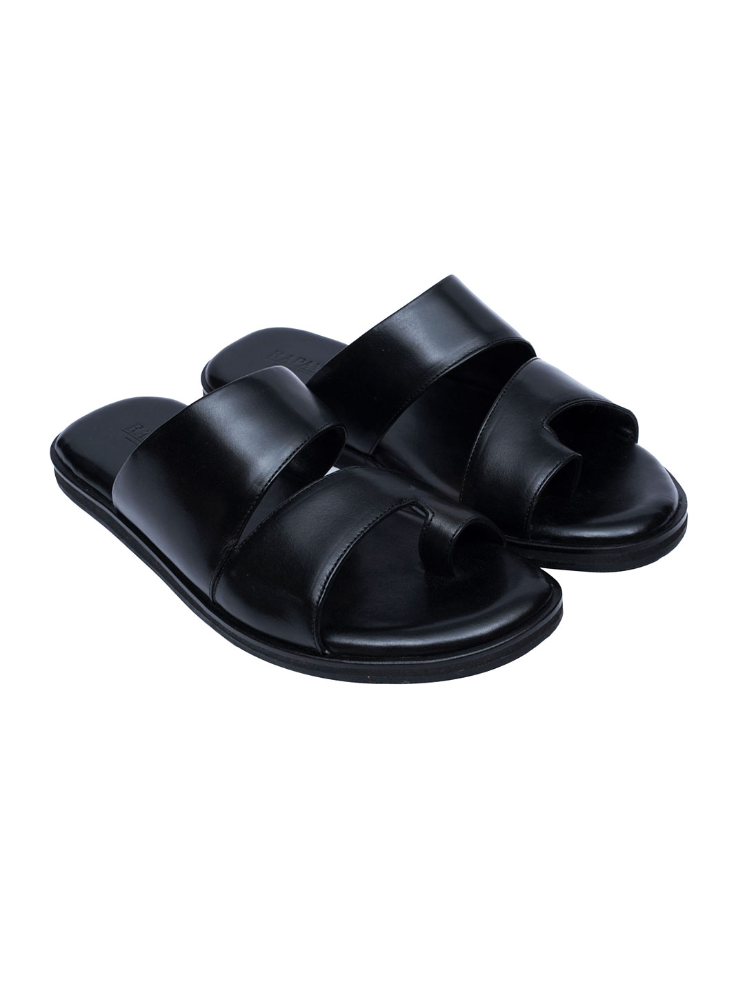 Black Comfort Dual Strap Leather Sandals for men Rapawalk
