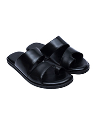 Black Comfort Dual Strap Leather Sandals alternate shoe image
