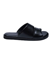 Black Comfort Dual Strap Leather Sandals main shoe image