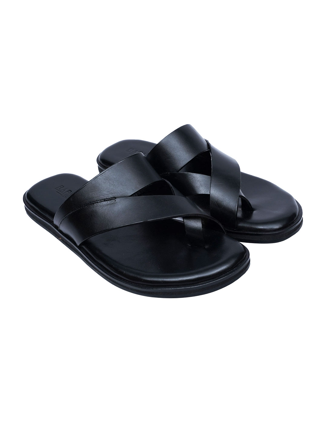 Black Cross over Strap Leather Sandals leather shoes for men