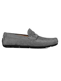 Gray Penny Loafer Moccasins Leather Shoes main shoe image