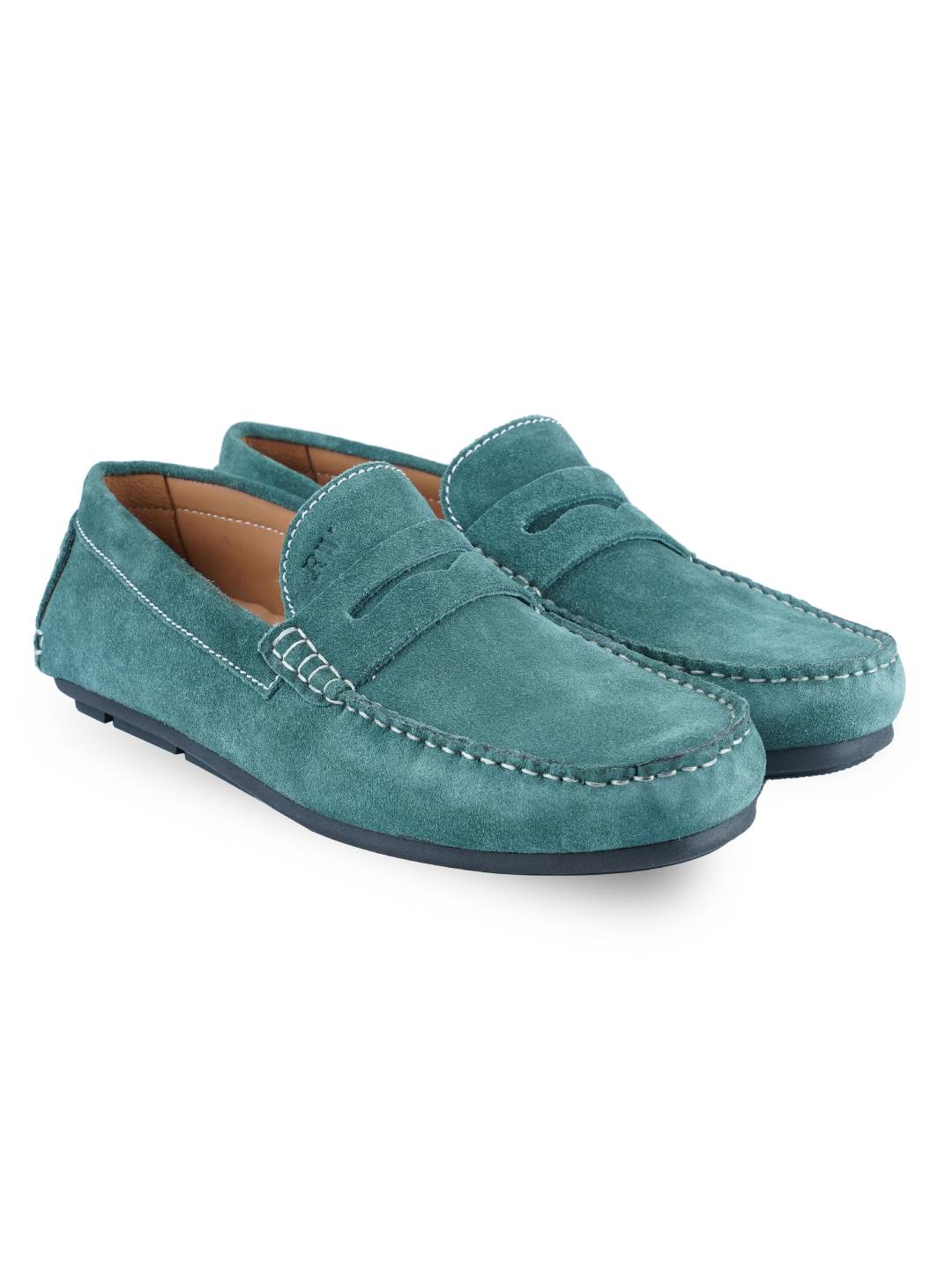 Sea Green Penny Loafer Moccasins Leather Shoes for men Rapawalk