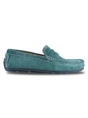 Sea Green Penny Loafer Moccasins Leather Shoes main shoe image