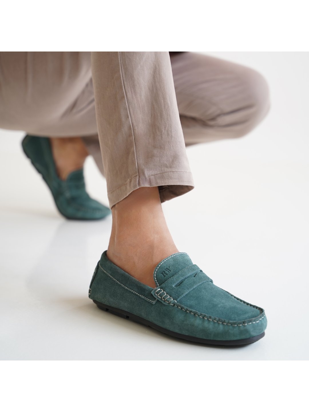 Sea Green Penny Loafer Moccasins Leather Shoes for men Rapawalk
