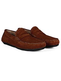 Dark Tan Penny Loafer Moccasins Leather Shoes alternate shoe image