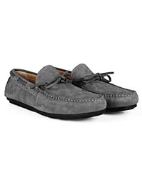 Gray Boat Moccasins Leather Shoes alternate shoe image