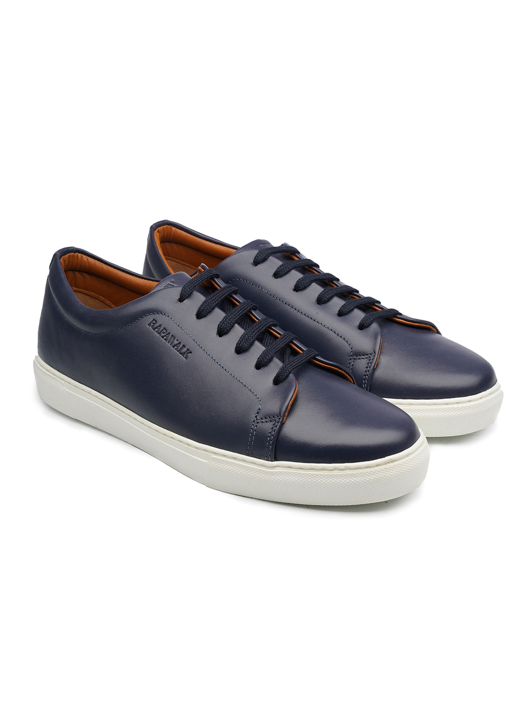 Navy Blue Plain Classic Sneaker leather shoes for men Rapawalk