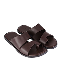 Brown Comfort Dual Strap Leather Sandals alternate shoe image