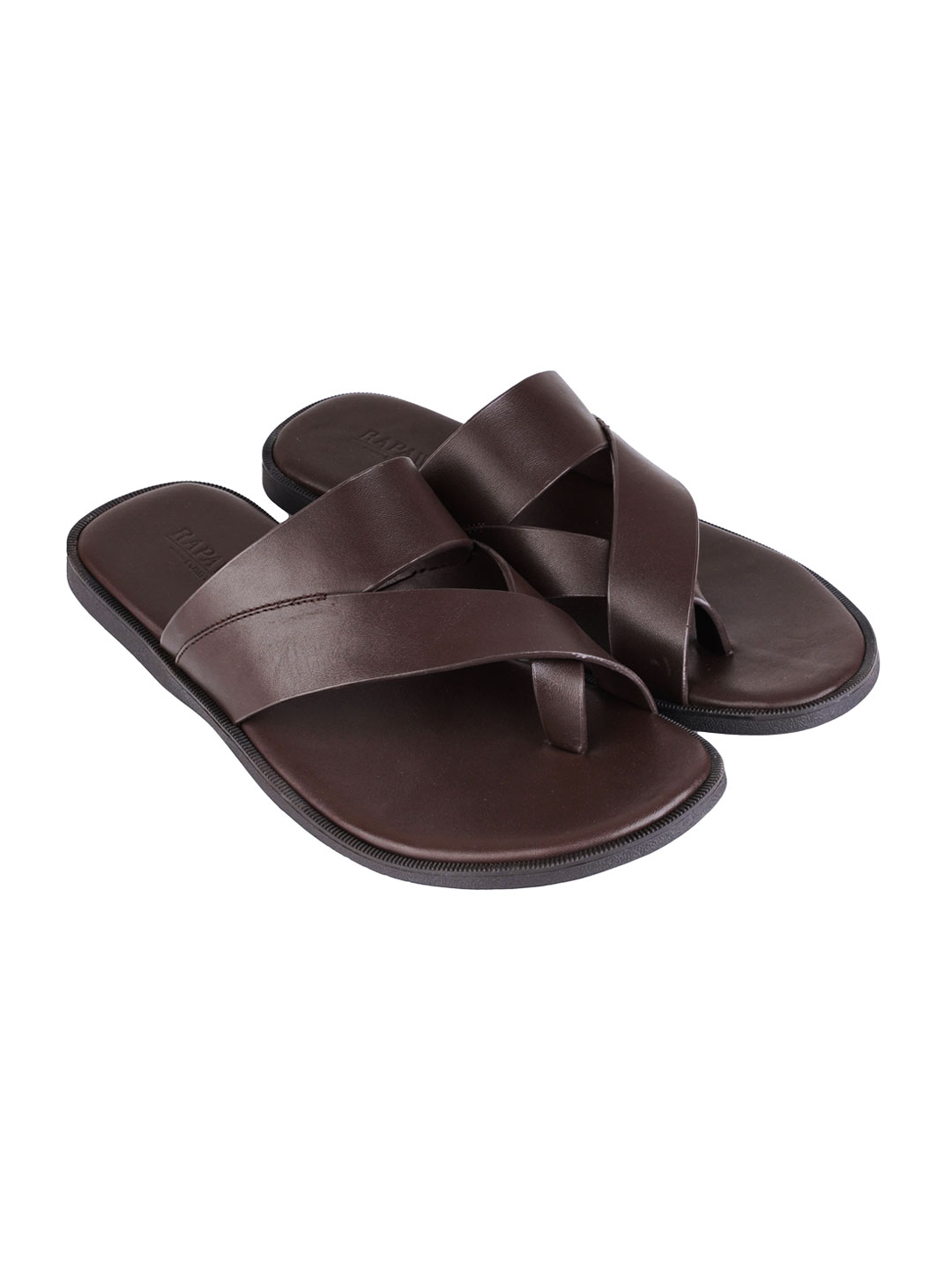 Brown Cross-over Strap Leather Sandals for men Rapawalk