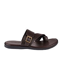 Brown Cross-over Strap Buckle Leather Sandals main shoe image