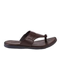 Brown Comfort Plain Leather Sandals main shoe image