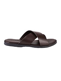 Brown Comfort Cross Slider Leather Sandals main shoe image