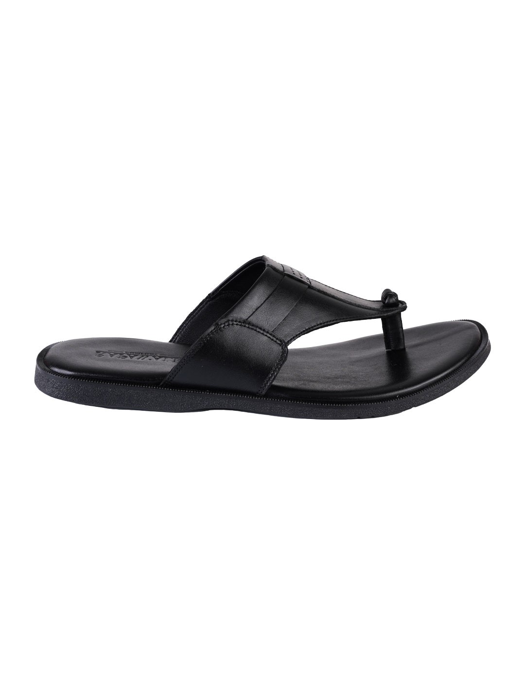 Black Comfort Plain Leather Sandals