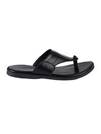 Black Comfort Plain Leather Sandals main shoe image