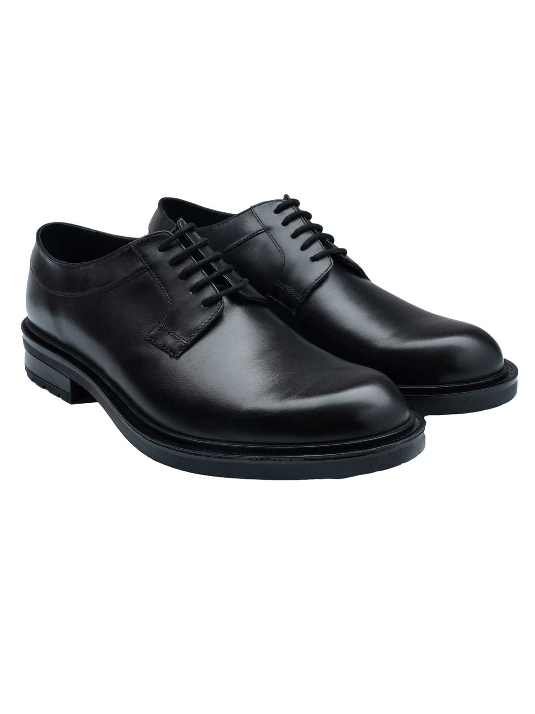 Black Semi-Casual Plain Derby Leather Shoes for men Rapawalk