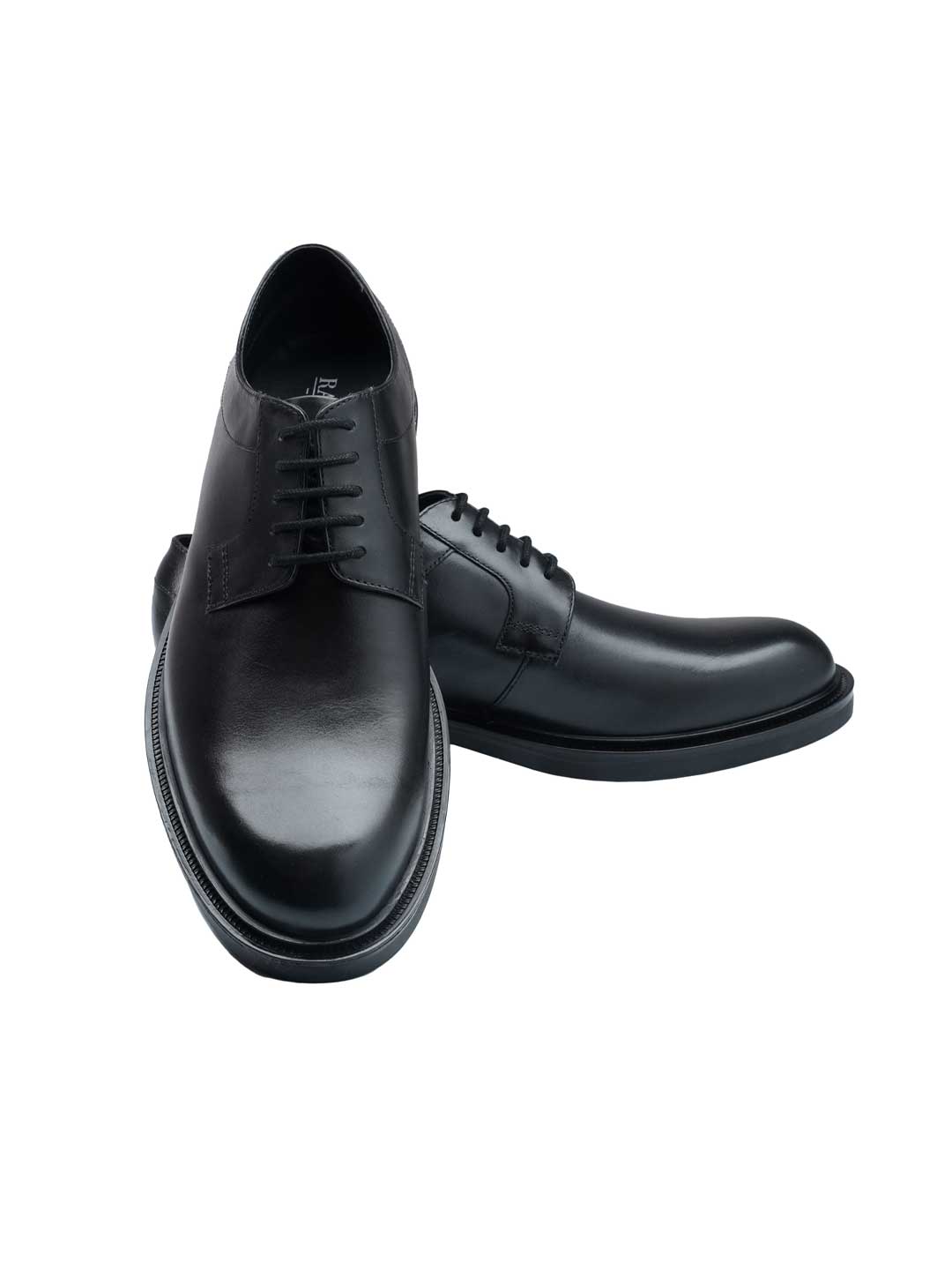 Black Semi Casual Plain Derby Leather Shoes leather shoes for men Rapawalk