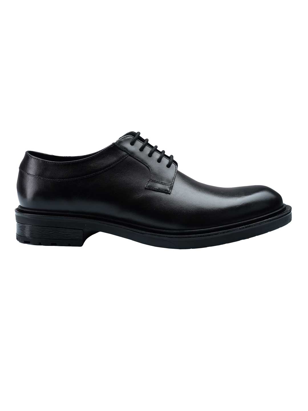 Black Semi Casual Plain Derby Leather Shoes leather shoes for men