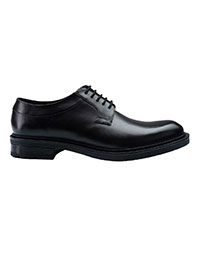 Black Semi-Casual Plain Derby Leather Shoes main shoe image