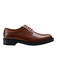 Tan Semi-Casual Plain Derby Leather Shoes main shoe image