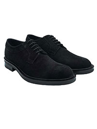 Black Semi-Casual Plain Derby Leather Shoes alternate shoe image