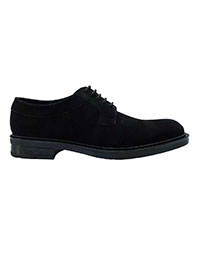 Black Semi-Casual Plain Derby Leather Shoes main shoe image