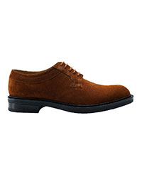 Tan Semi-Casual Plain Derby Leather Shoes main shoe image