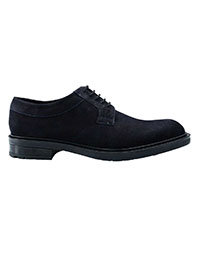 Navy Blue Semi-Casual Plain Derby Leather Shoes main shoe image