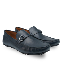 Navy Blue Strap-Buckle Premium Moccasins alternate shoe image