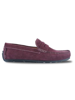 Burgundy Penny Loafer Moccasins Leather Shoes main shoe image