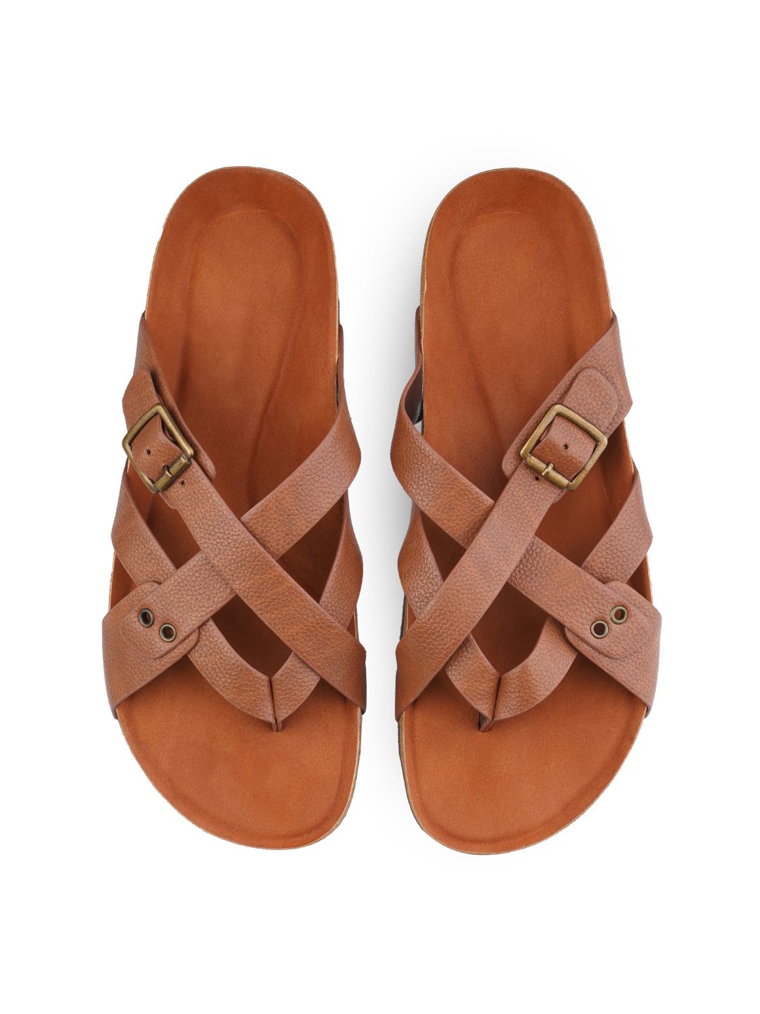 Dark Tan Cork Sole Sandal leather shoes for men Rapawalk